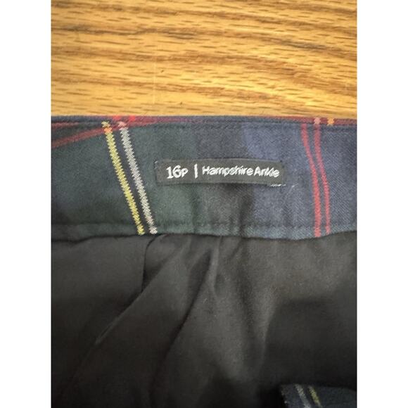 Talbots Women Pants 16p Black Red Green Wool Blend Hampshire Ankle Plaid Preppy - Picture 5 of 8